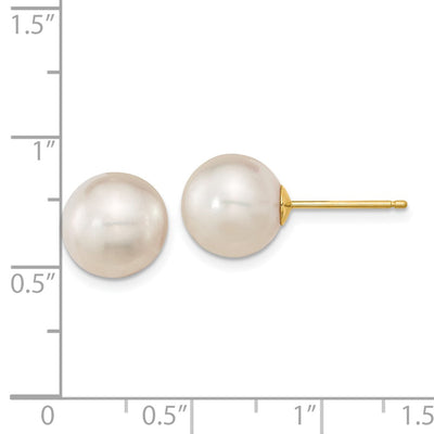 14K White Round South Sea Saltwater Cultured Pearl Post Earrings