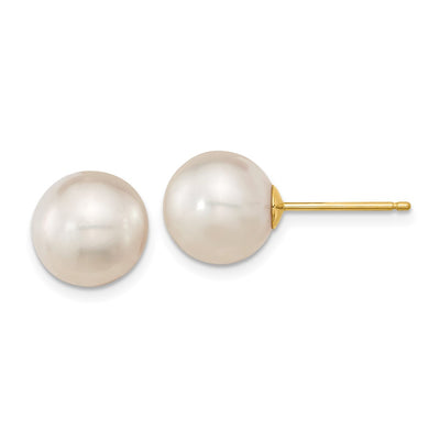 14K White Round South Sea Saltwater Cultured Pearl Post Earrings