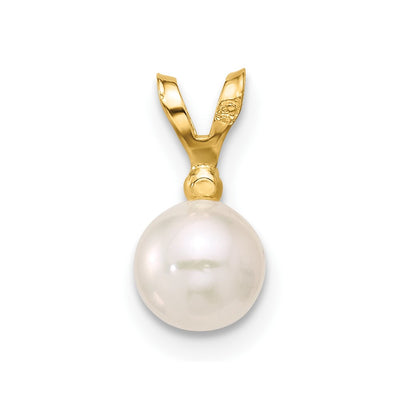 14K White Round Akoya Saltwater Cultured Pearl and .01 Carat Diamond Pendant