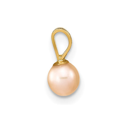 14K Gold Pink Round Freshwater Cultured Pearl Pendant