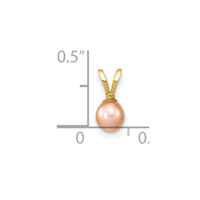 14K Gold Pink Round Freshwater Cultured Pearl Pendant