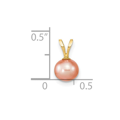 14K Gold Pink Round Freshwater Cultured Pearl Pendant