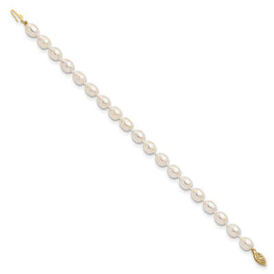 14K White Rice Freshwater Cultured Pearl, 18 x 7 to 8mm
