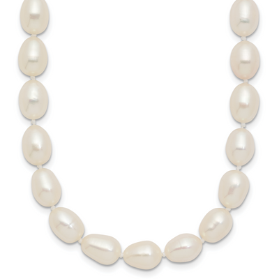 14K White Rice Freshwater Cultured Pearl, 18 x 7 to 8mm