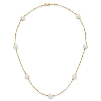 14K White Near-Round Freshwater Cultured Pearl 7-Station Necklace