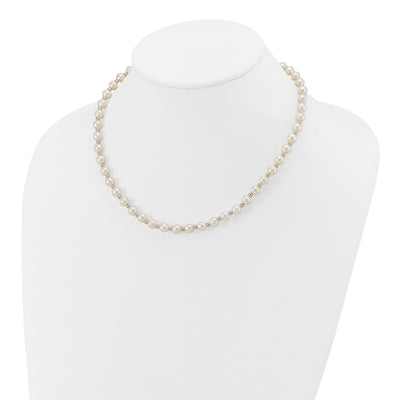 14K White Gold White Near-Round Freshwater Cultured Pearl Beaded Necklace