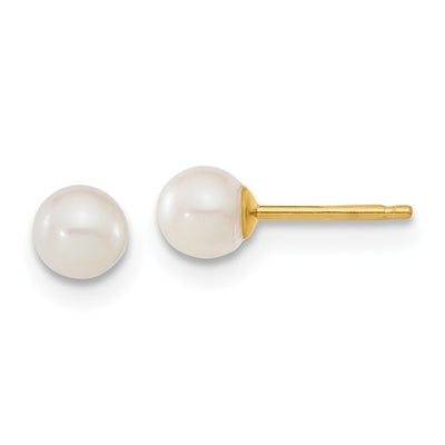 14K Children's White Round Freshwater Cultured Pearl Pendant and Post Earrings Set