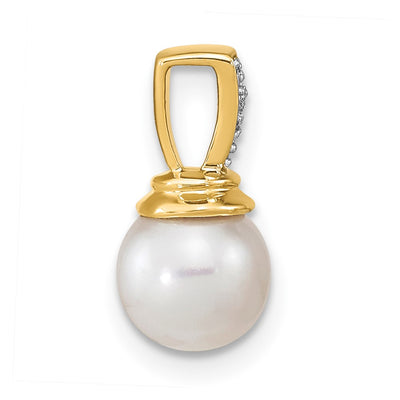 14K Freshwater Cultured Pearl and Diamond Polished Pendant