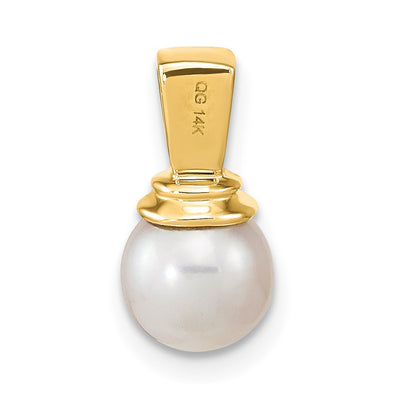 14K Freshwater Cultured Pearl and Diamond Polished Pendant