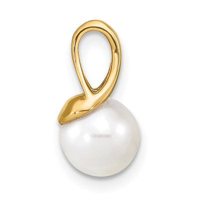 14K White Freshwater Cultured Pearl Polished Pendant