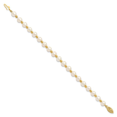 14K White Near-Round Freshwater Cultured Pearl Beaded Necklace