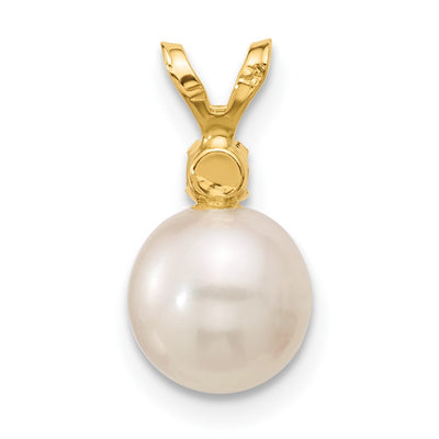 14K White Round Freshwater Cultured Pearl and .07CI Citrine Pendant