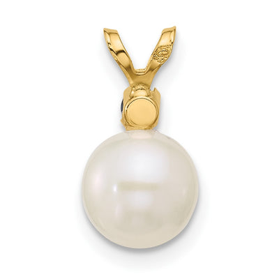 14K White Round Freshwater Cultured Pearl and .09SA Sapphire Pendant