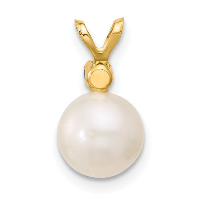 14K White Round Freshwater Cultured Pearl and .07TZ Tanzanite Pendant