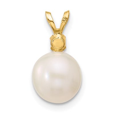 14K White Round Freshwater Cultured Pearl and .07AM Amethyst Pendant