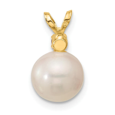 14K White Round Freshwater Cultured Pearl and .09CI Citrine Pendant