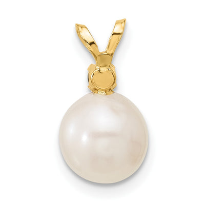 14K White Round Freshwater Cultured Pearl and .09SA Sapphire Pendant