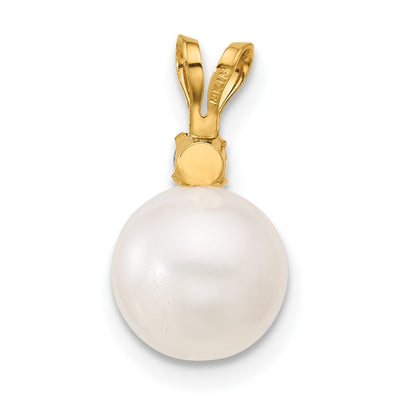 14K White Round Freshwater Cultured Pearl and .07TZ Tanzanite Pendant