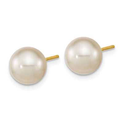 14K White Round South Sea Saltwater Cultured Pearl Post Earrings