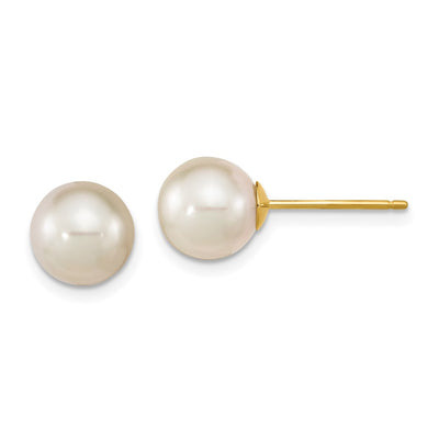 14K White Round South Sea Saltwater Cultured Pearl Post Earrings
