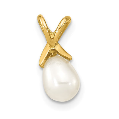 14K White Teardrop Freshwater Cultured Pearl Pendant