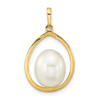 14K White Rice Freshwater Cultured Pearl Teardrop Pendant