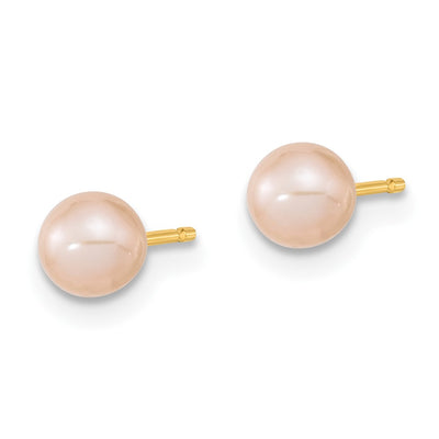 14K Madi K Pink Round Freshwater Cultured Pearl Pendant and Post Earrings Set