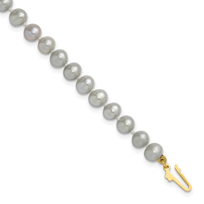 14K Grey Near Round Freshwater Cultured Pearl, 20 x 5 to 6mm