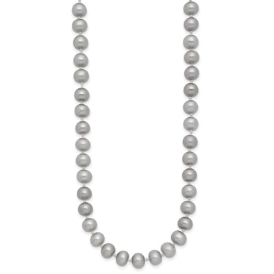 14K Grey Near Round Freshwater Cultured Pearl Necklace