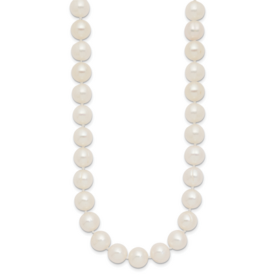 14K Polished Near-Round White Freshwater Cultured Pearl Necklace