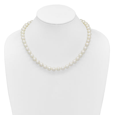 14K Polished Near-Round White Freshwater Cultured Pearl Necklace