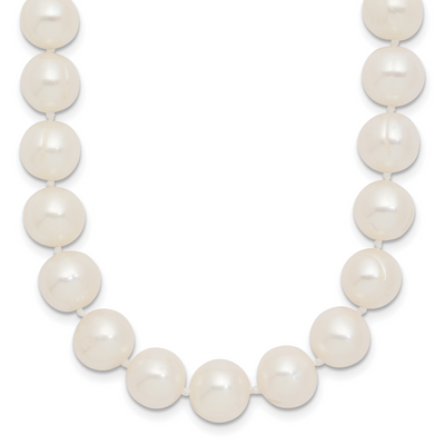 14K Polished Near-Round White Freshwater Cultured Pearl Necklace