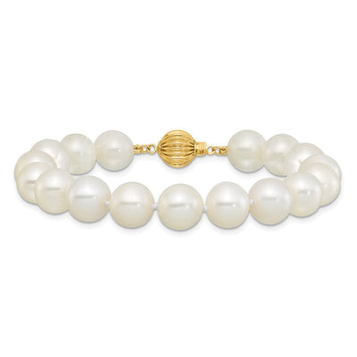 14K Polished Near-Round White Freshwater Cultured Pearl Necklace