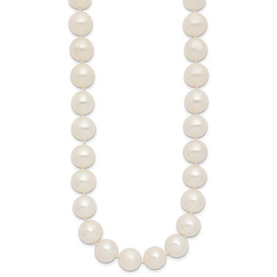 14K Polished Near-Round White Freshwater Cultured Pearl Necklace
