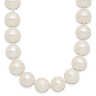 14k Polished 10- Near-Round White Freshwater Cultured Pearl Necklace (Style XF872-18)