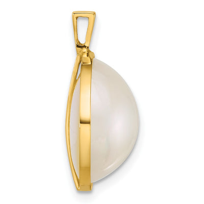 14K Polished Saltwater Cultured Mabe Pearl Pendant