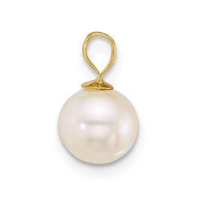14K Polished Round White Freshwater Cultured Pearl Pendant