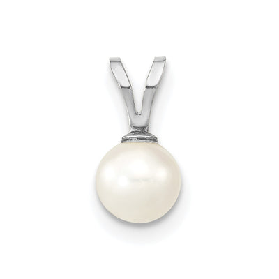 14K White Gold White Round Freshwater Cultured Pearl Pendant