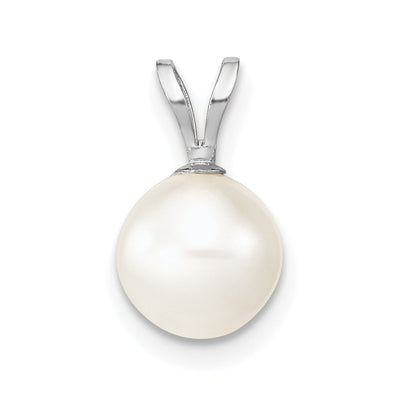 14K White Gold White Round Freshwater Cultured Pearl Pendant