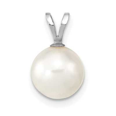 14K White Gold White Round Akoya Saltwater Cultured Pendant