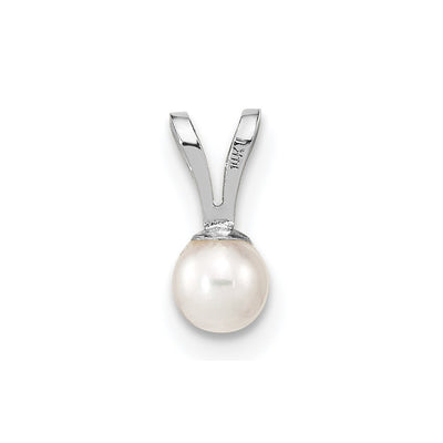14K White Gold White Round Freshwater Cultured Pearl Pendant