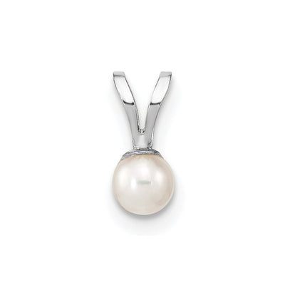 14K White Gold White Round Freshwater Cultured Pearl Pendant