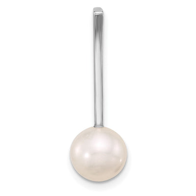 14K White Gold Round Freshwater Cultured Pearl Drop Chain Slide