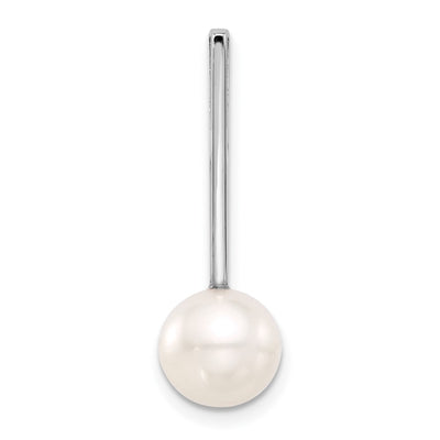 14K White Gold Round Freshwater Cultured Pearl Drop Chain Slide