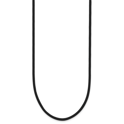 14K Yellow Clasp Black Leather Cord Necklace, 16 x 2mm