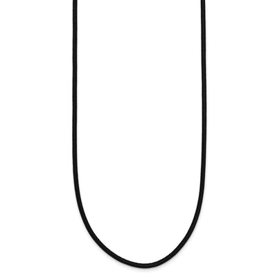 14K White Gold Clasp Black Leather Cord Necklace, 16 x 2mm