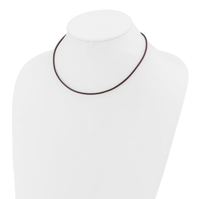 14K Yellow Clasp Brown Leather Cord Necklace