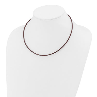 14K Yellow Clasp Brown Leather Cord Necklace