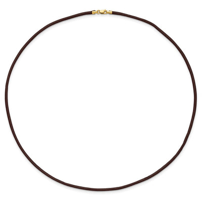14K Yellow Clasp Brown Leather Cord Necklace