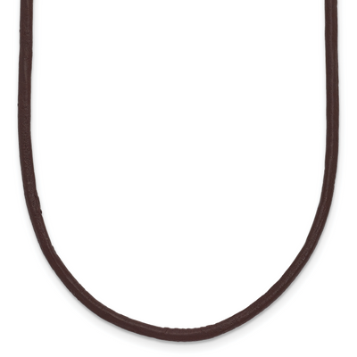 14K Yellow Clasp Brown Leather Cord Necklace